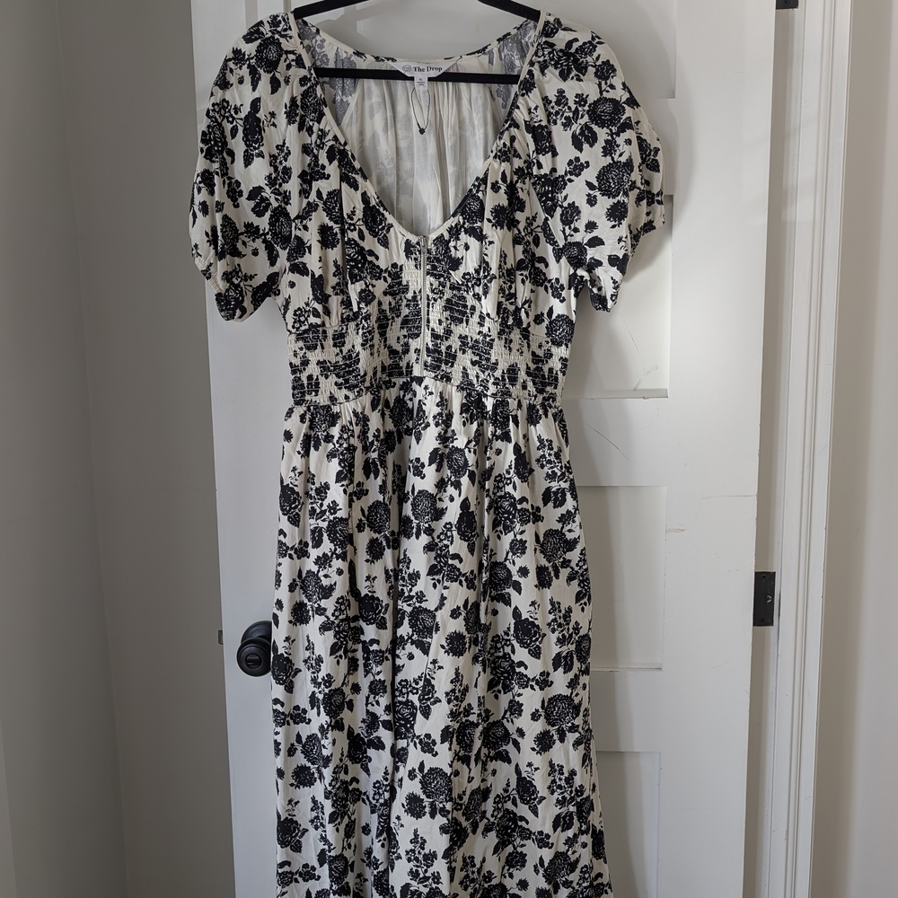 Floral Black and White Dress